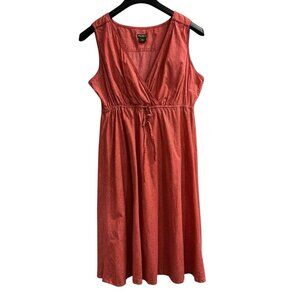 Eddie Bauer Dress 14 Babydoll Red White Dotted Print Midi‎ Western Cottagecore
